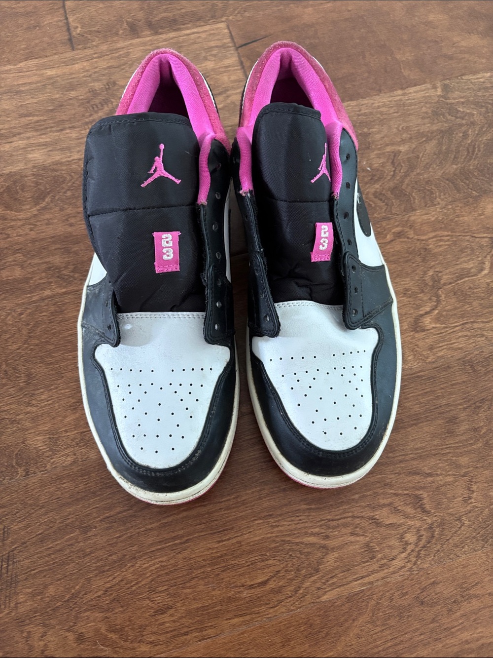 Nike Air Jordan Low Top Sneakers in Black, White & Pink